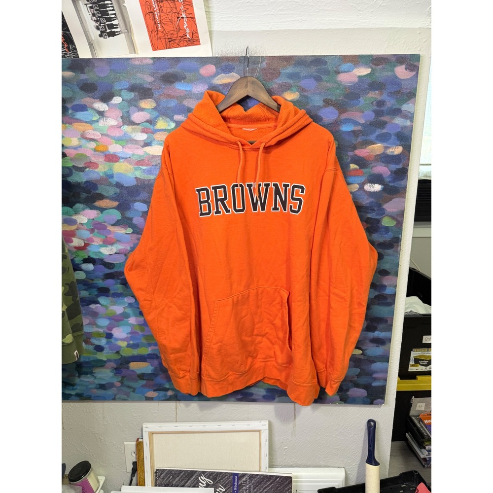 Cleveland Browns NFL Hoodie Orange Pullover Sweatshirt Mens XL Graphic Logo
